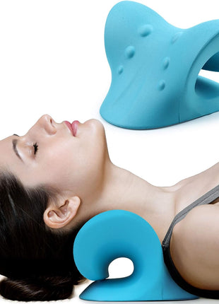 RESTCLOUD Neck and Shoulder Relaxer, Cervical Traction Device for TMJ Pain Relief and Cervical Spine Alignment, Chiropractic Pillow Neck Stretcher (Blue)