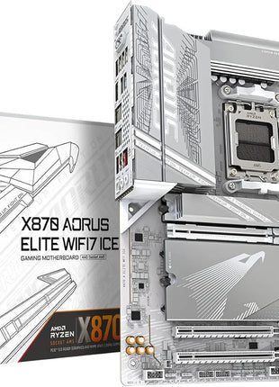 GIGABYTE X870 AORUS Elite WIFI7 ICE AMD AM5 LGA 1718 Motherboard, ATX, DDR5, 4X M.2, PCIe 5.0, USB4, WIFI7, 2.5GbE LAN, EZ-Latch, 5-Year Warranty