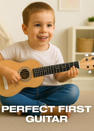 23" Acoustic Guitar, Kids 6 String Toy Guitar - Realistic Steel Strings - Beginner Practice First Musical Instrument for Children, Toddlers (Natural)