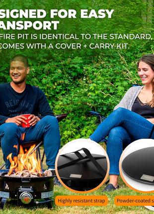 Outland Living Portable Propane Fire Pit, 19-inch, 58,000 BTU with Fire Pit Cover & Carry Kit, Smokeless Gas Firebowl | Perfect for Camping, Patio, Backyard, Tailgating, Deck, RV| Black 893 Deluxe