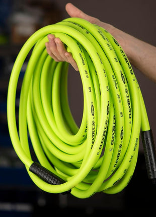Flexzilla Air Compressor Hose, 3/8 in. x 50 ft., 1/4 in. MNPT Fittings, No-Kink, All Weather, Lightweight, Premium Hybrid Polymer, 300 PSI, ZillaGreen
