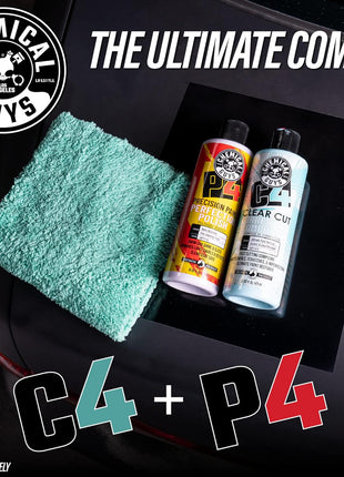 Chemical Guys C4 & P4 Clear Cut Correction Compound and Precision Paint Perfection Polish Combo - Removes Scratches, Swirls, Towel Marks, and Etching, Restores Gloss, Polishing Kit - 2 x 16 oz