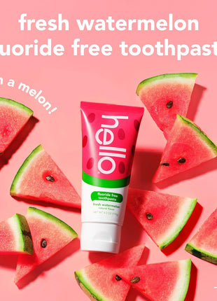 hello Kids Fluoride Free Toothpaste, Fresh Watermelon, 4.2 oz | For Kids of All Ages, Removes Plaque, Polishes and Brightens, Tastes Awesome, Vegan, Gluten Free, SLS Free