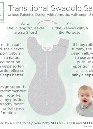 SwaddleDesigns Transitional Swaddle Sack, Arms Up Half Length Sleeves & Mitten Cuffs, Swaddle for Newborn Transition to Baby Sleep Sack Wearable Blanket, 0 3 month, 6 14 lb, Heavenly Floral Pink