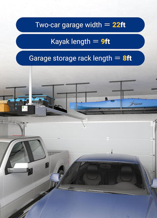 FLEXIMOUNTS 4x8 Overhead Garage Storage Rack, Adjustable Organization System, Heavy-Duty Metal Ceiling Racks, 750lbs Weight Capacity, Black, Classic Series