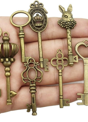 Youdiyla Vintage Skeleton Key in Antique Bronze Style - Set of 46pcs (HM107)