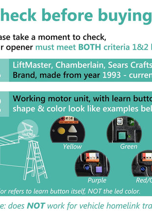 2 for Chamberlain Liftmaster Craftsman Garage Door Opener Remote 893LM 893Max