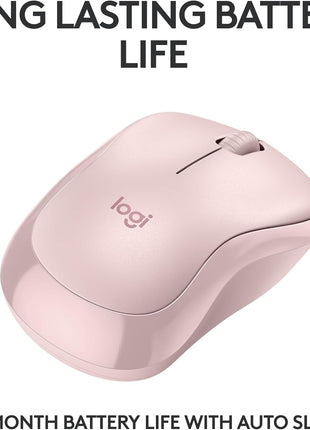 Logitech M240 Silent Bluetooth Mouse, Wireless, Compact, Portable, Smooth Tracking, 18-Month Battery, for Windows, macOS, ChromeOS, Compatible with PC, Mac, Laptop, Tablets - Rose