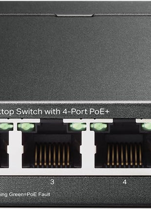 TP-Link TL-SF1005P, 5 Port Fast Ethernet 10/100 Mbps PoE Switch | 4 PoE+, Ports 67W, Desktop, Plug & Play, Sturdy Metal w/Shielded Ports, Fanless, Extend Priority Mode