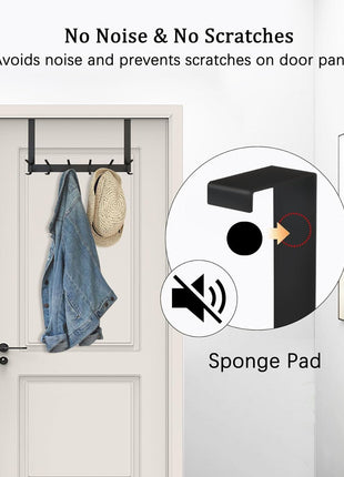 DOKU Over The Door Hook, Heavy Duty Over Door Hanger Holder for Coat Robe Hat Clothe Towels Hanging, Bathroom Organizer Towel Rack 12 Hooks, Matte Black