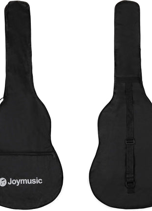 38 inch black beginner acoustic guitar,bundle with a strap with picks holder,digital tuner, set strings, capo,cleaning cloth,6 picks,gig bag.(JG-38C,BK)