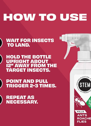 STEM Kills Ants, Roaches And Flies: Plant-Based Active Ingredient Bug Spray, Botanical Insecticide For Indoor And Outdoor Use; 12 fl oz (Pack Of 1)