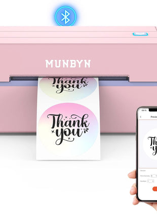 MUNBYN Bluetooth Thermal Label Printer, Wireless 4x6 Shipping Label Printer | Work for Shipping Packages Small Business Office or Home, Compatible with iPhone Android iPad Windows macOS Chrome