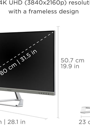 ViewSonic VX3276-4K-MHD 32 Inch 4K UHD Monitor with Ultra-Thin Bezels, HDR10 HDMI and DisplayPort for Home and Office