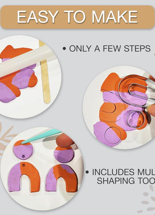 JOiFULi 132 Pc- Complete DIY Friendship Craft Set for Teens, Ages 12+ Aesthetic Polymer Clay Earring Jewelry Craft Making Set