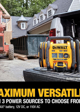 DEWALT Tire Inflator Portable Air Compressor 20V MAX, Car Air Pump with Automatic Shut Off, LED Light, Tool Only (DCC020IB)