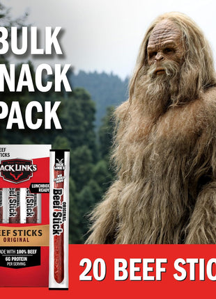 Jack Link's Beef Sticks, Original - Protein Snack, Meat Stick with 6g of Protein, Meat Snack Sticks Made with 100% Beef, Keto Friendly, Individually Wrapped - 0.92 Oz. (20 Count)