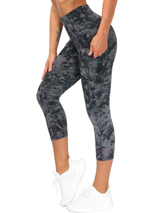 THE GYM PEOPLE Thick High Waist Capris Yoga Pants with Pockets, Tummy Control Workout Running Yoga Leggings for Women Black
