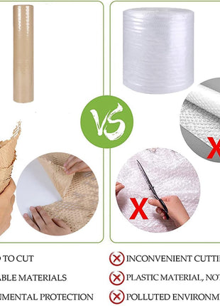 Honeycomb Packing Paper,12 inch W x 200' L Bubble Cushioning Wrap for Moving,Products & Gifts Wrapping Paper,Recyclable and Biodegradable Cushioning Packing Material with 20 Fragile Sticker Labels