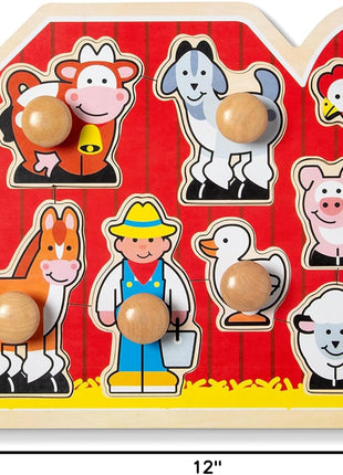 Melissa & Doug Farm Animals Jumbo Knob Wooden Peg Puzzle