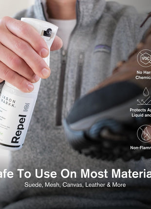 Jason Markk Shoe Protector Repel Spray, Water & Stain Repellent for Shoe and Sneaker Care, Non-Aerosol Footwear Protector Spray, Safe for Leather, Suede, Nubuck, Cotton, Knits, 5.4oz