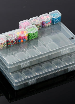 Mr. Pen-Bead Storage Containers, 28 Grids, 2 Pack, Grey, 160pcs Label Stickers, Bead Organizer, Craft Organizers and Storage, Containers for Organizing, Box (NIWL056M311)