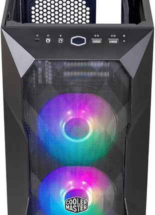 Cooler Master TD300 Mesh Micro-ATX Tower with Polygonal Mesh Front ana Removable Top Panel, ARGB/PWM Hub Tempered Glass, Dual Sickleflow PWM ARGB Lighting Fans