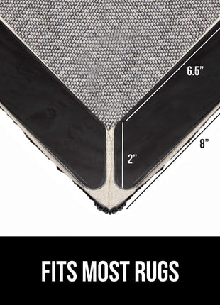 GORILLA GRIP Rug Gripper Pads, Keep Area Rugs Corners from Curling and Bunching, Reusable Dual Sided Flexible Sticky Pad, Grips Floor Underlayment, Hold Carpet in Place on Hardwood Floors, 8 Pack