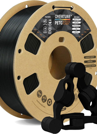 OVERTURE PETG 3D Printer Filament 1.75mm, Neatly Wound Durable PETG 1kg Spool (2.2lbs), Strong Toughness Filament, Dimensional Accuracy  0.02mm, Fit Most FDM Printers (Black (1-Pack))