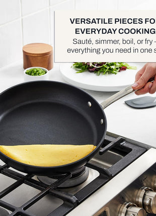 All-Clad HA1 Hard Anodized Non Stick Fry Pan Set 2 Piece, 8, 10 Inch, Induction, Oven Broiler Safe 500F, Pots and Pans Set, Kitchen Frying Pans, Skillets, Premium Cookware, Home, Dishwasher Safe Black