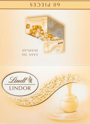 Lindt LINDOR White Chocolate Candy Truffles, Smooth Melting Truffle Center, Bulk Candy Individually Wrapped, 60 Ct