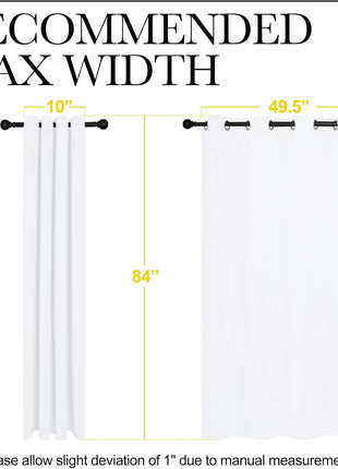 NICETOWN 100% Blackout Window Curtain Panels, Cold and Full Light Blocking Drapes with Black Liner for Nursery, 84 inches Drop Thermal Insulated Draperies (White, 2 Pieces, 52 Wide Each Panel)