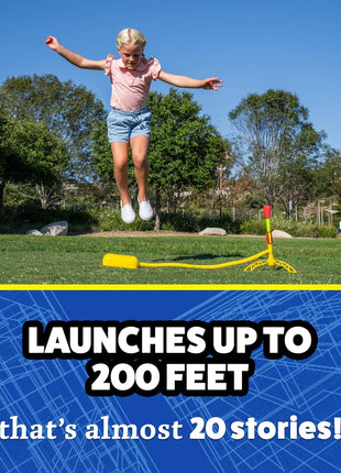 Stomp Rocket Ultra, High-Flying Rocket Launcher for Kids, 4 Rockets | Fun Outdoor Toys for Boys & Girls, Ages 5 & Up - Soft Foam Tipped Blaster Set Soars Up to 200ft - STEM Toys for Outside Play