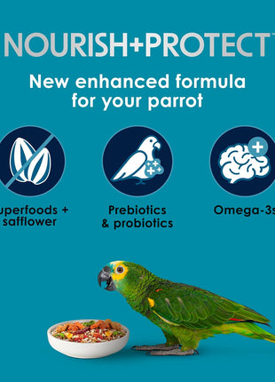 Kaytee Forti-Diet Pro Health+Safflower Nourish+Protect Parrot Food, Supports Breeding and Molting, Nutrition Backed by Science, Digestive and Brain Health, 4 pounds