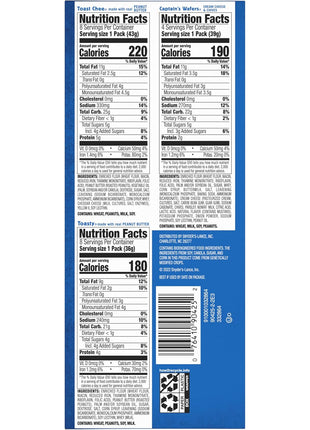 Lance Sandwich Crackers, Variety Pack, 3 Flavors, 20 Individually Wrapped Packs, 6 Sandwiches Each