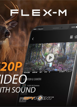 SPYPOINT Flex-M Twin Pack Cellular Trail Cameras - Best Hunting Accessories, No WiFi Needed, GPS, Night Vision, Dual-Sim LTE, IP65 Water-Resistant Game Camera, 28MP Photos, 720p Videos + Sound (2)