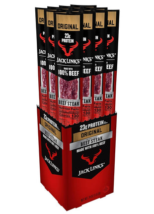 Jack Link's Beef Steak, Original - Protein Snacks, Jerky Meat Snack with 23g of Protein, Made with 100% Beef, Individually Wrapped Bulk Snack Pack, Keto Friendly - 2 Oz. (12 Count)