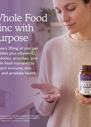 Garden of Life Zinc Supplements 30mg High Potency Raw Zinc and Vitamin C Multimineral Supplement, Vitamin Code Vitamins Trace Minerals & Probiotics for Skin Health & Immune Support, 60 Vegan Capsules