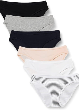 Amazon Essentials Women's Breathable Cotton Bikini Brief Underwear with Full Coverage, Multipacks