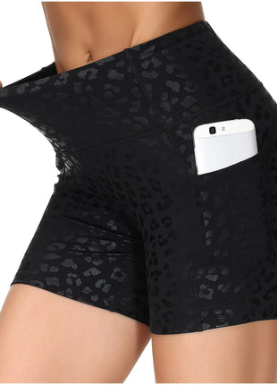 THE GYM PEOPLE High Waist Yoga Shorts for Women Tummy Control Fitness Athletic Workout Running Shorts with Deep Pockets (Medium, Black)