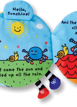 Melissa & Doug K's Kids Itsy-Bitsy Spider 8-Page Soft Activity Book for Babies and Toddlers - Cloth Baby Book And Sensory Toy With Textures To Grasp And Pages To Play Peekaboo, Ages 1 Month+