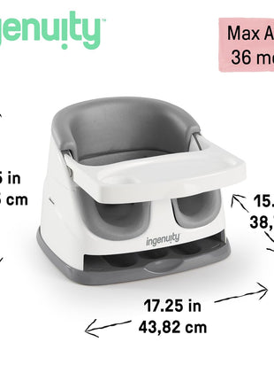 Ingenuity Baby Base 2-in-1 Booster Feeding and Floor Seat with Self-Storing Tray - Slate