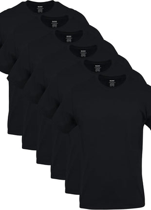 Gildan Men's Crew T-Shirts, Multipack, Style G1100, Black (6-Pack), Large