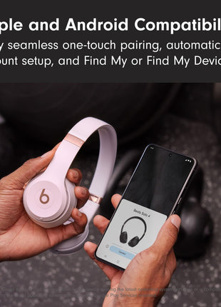 Beats Solo 4 - Wireless On-Ear Bluetooth Headphones, Up to 50-Hour Battery Life, Ultra-Lightweight Comfort, Powerful and Balanced Sound, Apple & Android Compatible - Cloud Pink