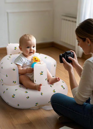 Inflatable Baby Chair, AirSwim Baby Inflatable Seat for Babies 3 Months and Up Summer Inflatable Baby Seat for Sitting Up, Blow Up Baby Floor Seat with Built in Air Pump, Orange