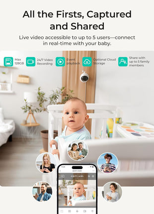 Dr.Care VistaView Lite RB Smart WiFi Baby Monitor - 4inch 720P Split Screen & 1080P Camera App Control, Motion Alerts, 2500mAh Removable Battery, HD Night Vision, 2-Way Talk, Multi-User, Triple Security