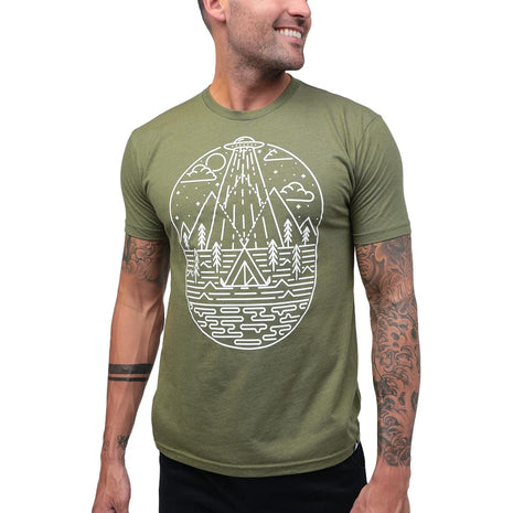 INTO THE AM Meta Beach II Graphic Tee for Men - Short Sleeve Design T-Shirts (Black, Large)