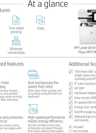 HP LaserJet Enterprise Flow MFP M634h Monochrome All-in-One Printer with Built-in Ethernet & 2-Sided Printing (7PS95A)
