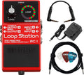 Boss RC 1 Loop Station Bundle with Gearlux Power Supply, Instrument Cable, Patch Cable, and Picks