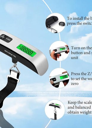 Luggage Scale, 110lb Luggage Weight Scale with 4 Unit Switching Functions&LED Display, Luggage Scale Travel Digital for Weighing Luggage, Backpacks, Packages and Markets
